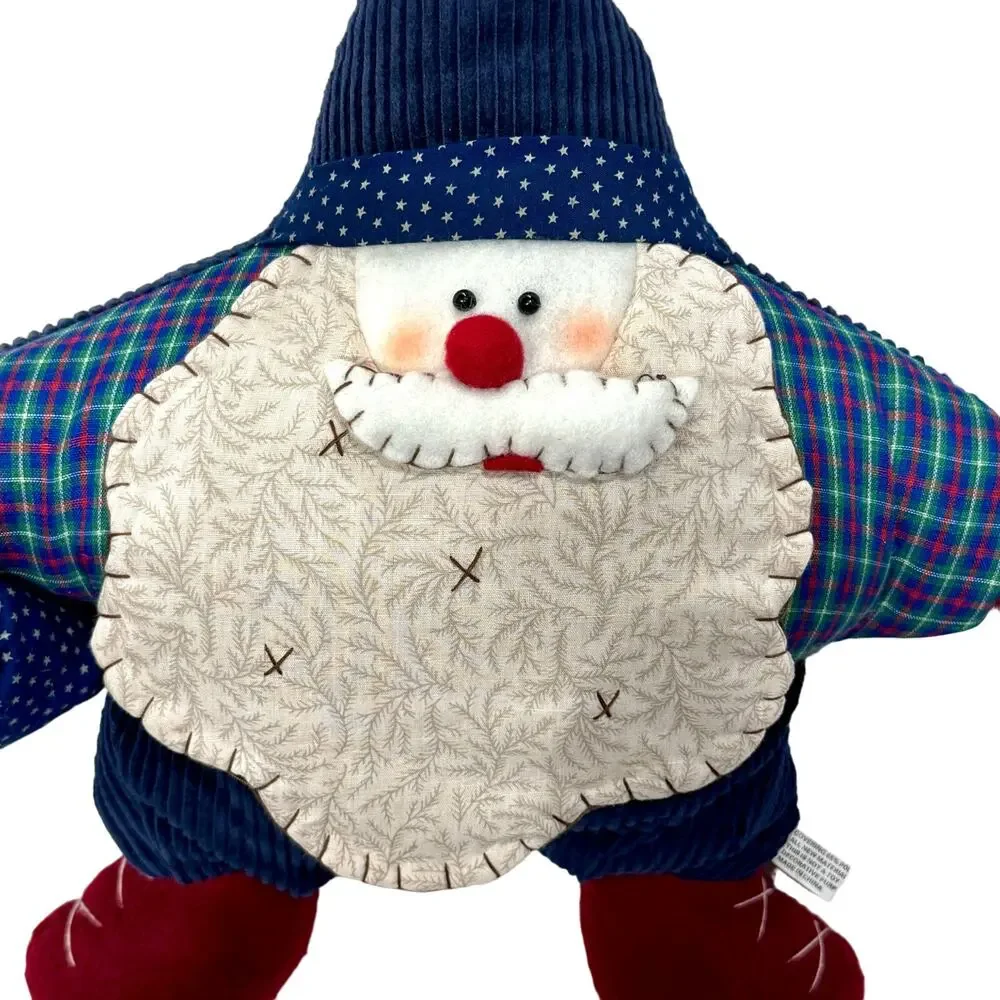 Christmas Santa Star Shaped Throw Pillow Country Christmas Decor Corduroy Cotton